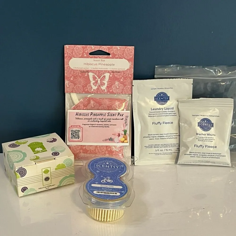 Scentsy Mixed Lot Of 5 Mini Fan Diffuser/Jammy Time Pods/Laundry Soap/Scent Pak